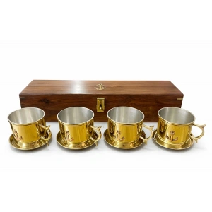 Ahşap Kutulu 4lü Pirinç Fincan Seti 4162