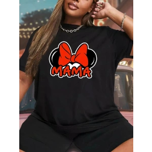 Anneler Günü Baskılı T-shirt - Siyah