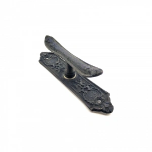 Antika Tarz Dekoratif Pirinç Çiçekli Pencere Kolu - 165x38 Mm, Oksit