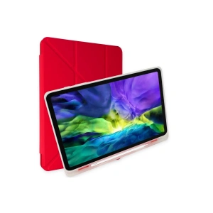 Apple İpad 2022 10.9 (10.nesil) Kılıf Kalemlikli Mars Tablet Kılıfı - Kırmızı