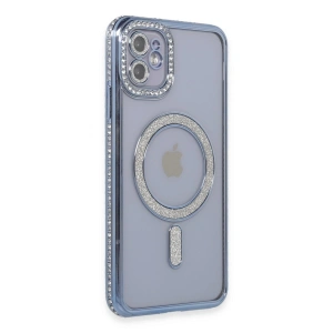 Apple İphone 11 Kılıf Joke Simli Magneticsafe Kılıf - Mavi