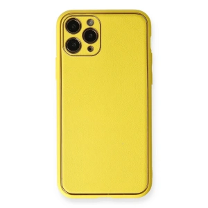 Apple İphone 11 Pro Kılıf Coco Deri Silikon Kapak - Sarı