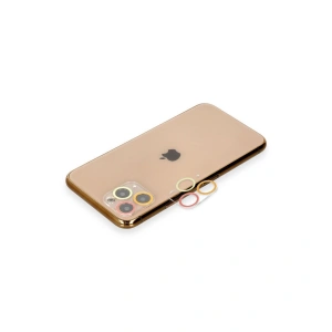 Apple İphone 11 Pro Max Renkli Kamera Lens Koruma Cam - Turuncu-kırmızı