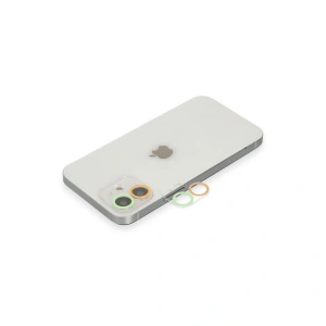 Apple İphone 11 Renkli Kamera Lens Koruma Cam - Turuncu-yeşil