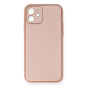 Apple İphone 12 Kılıf Coco Deri Silikon Kapak - Pembe