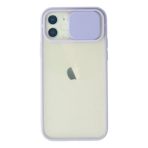 Apple İphone 12 Kılıf Palm Buzlu Kamera Sürgülü Silikon - Lila