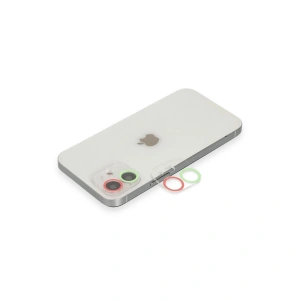 Apple İphone 12 Mini Renkli Kamera Lens Koruma Cam - Yeşil-pembe