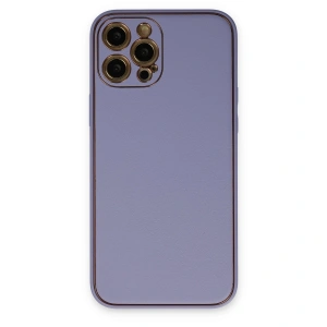 Apple İphone 12 Pro Kılıf Coco Deri Silikon Kapak - Açık Lila