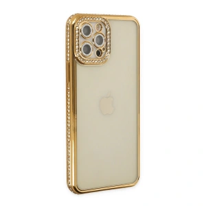 Apple İphone 12 Pro Kılıf Joke Taşlı Silikon - Gold