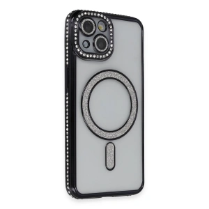 Apple İphone 13 Kılıf Joke Simli Magneticsafe Kılıf - Siyah