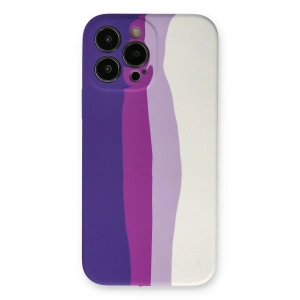 Apple İphone 13 Pro Kılıf Ebruli Lansman Silikon - Mor-beyaz