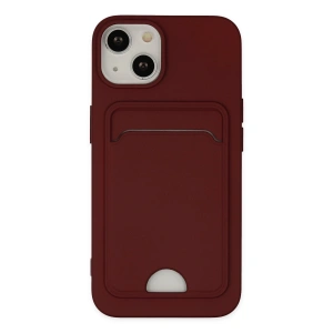 Apple İphone 14 Plus Kılıf Kelvin Kartvizitli Silikon - Bordo