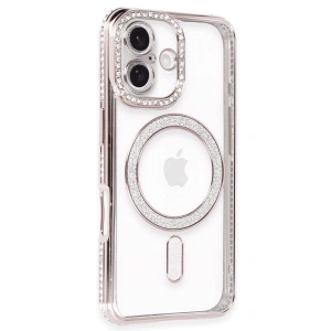 Apple İphone 16 Kılıf Joke Simli Magneticsafe Kılıf - Pembe