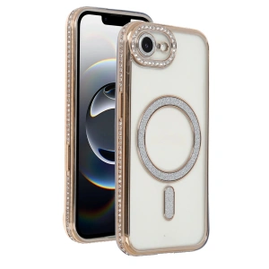 Apple İphone 16e Joke Simli Magneticsafe Kılıf - Gold