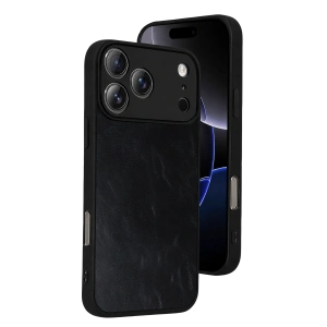 Apple İphone 17 Pro Max Aras Deri Kapak - Siyah