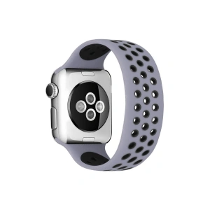 Apple Watch 38mm Ayarlı Delikli Silikon Kordon (saat Değildir) - Gri-siyah
