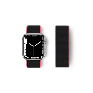 Apple Watch 38mm Hasırlı Cırtcırtlı Kordon (saat Değildir) - Pembe-siyah