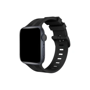 Apple Watch 38mm Kr408 Çizgili Silikon Kordon (saat Değildir) - Siyah