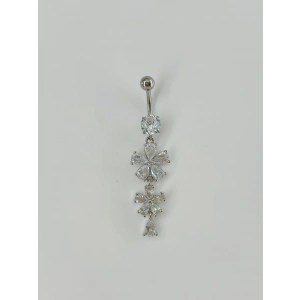 Çiçek Detaylı Sallantılı Göbek Piercing