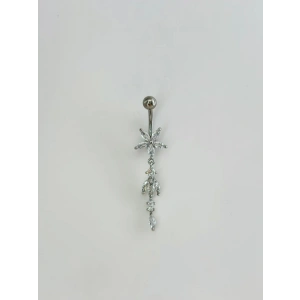 Çiçek Detaylı Sallantılı Göbek Piercing
