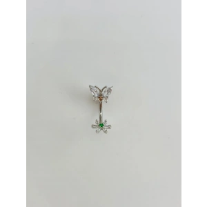 Çiçek Ve Kelebek Detaylıgöbek Piercing