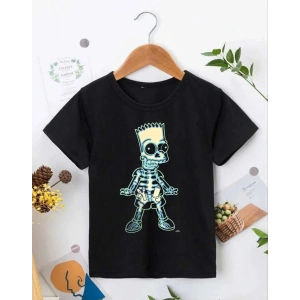Çoçuk Bisiklet Yaka Kısa Kol Baskılı T-Shirt - Siyah