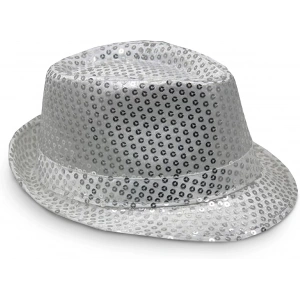 Disko  Gümüş Payetli Fötr Şapka Yetişkin Boy