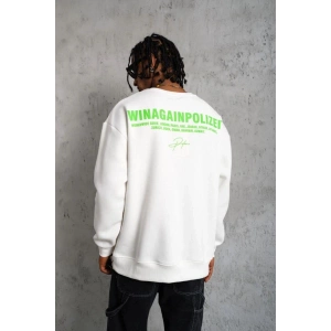 Erkek 3 iplik Bisiklet yaka Baskılı Sweatshirt - Beyaz