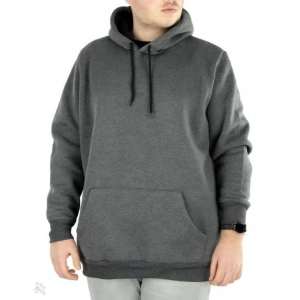 Erkek 3 İplik Pamuklu Kapüşonlu Cepli Oversize Hoodie Sweatshirt - Füme