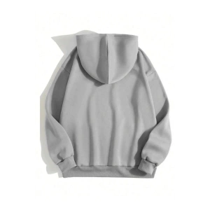 Erkek 3 İplik Pamuklu Kapüşonlu Kanguru Cepli Sweatshirt Hoodie - Boyalı Gri