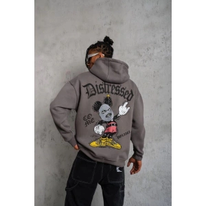 Erkek 3 İplik Pamuklu Kapüşonlu Kanguru Cepli Sweatshirt Hoodie -  Gri