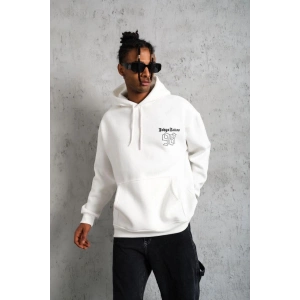 Erkek 98 Baskılı Kapşonlu 3 iplik pamuklu Sweatshirt hoodie - Beyaz