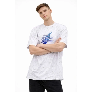 Erkek Asit Yıkamalı Oversize Tişört Bisiklet Yaka Kısa Kol T-shirt - Beyaz