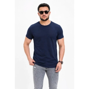 Erkek Basic Tişört Bisiklet Yaka Kısa Kol Günlük Yazlık Slim fit T-Shirt - Lacivert