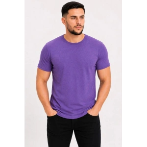 Erkek Basic Tişört Bisiklet Yaka Kısa Kol Günlük Yazlık Slim fit T-Shirt - Mor
