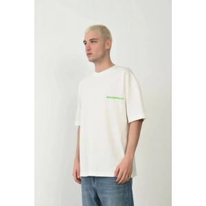 Erkek Baskılı T-Shirt Kısa Kol Bisiklet Yaka Rahat Kalıp Tişört - Beyaz