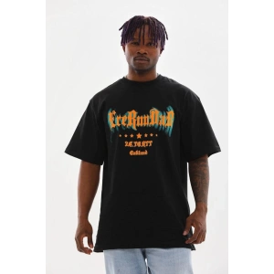 Erkek Baskılı T-Shirt Kısa Kol Bisiklet Yaka Rahat Kalıp Tişört - Siyah