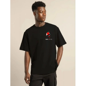 Erkek Baskılı T-Shirt Kısa Kol Bisiklet Yaka Regular Fit Rahat Kalıp Günlük Tişört - Siyah