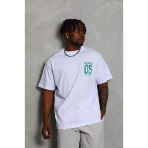 Erkek Baskılı T-Shirt Kısa Kol Bisiklet Yaka Regular Fit Tişört - Beyaz
