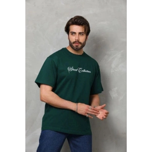Erkek Baskılı T-Shirt Kısa Kol Bisiklet Yaka Regular Fit Tişört - Çağla Yeşili
