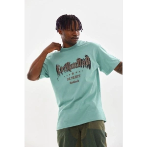 Erkek Baskılı T-Shirt Kısa Kol Bisiklet Yaka Regular Fit Tişört - Mint Yeşili