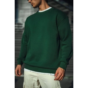 Erkek Bisiklet Yaka 3 İplik Pamuklu Basic SweatShirt - Haki