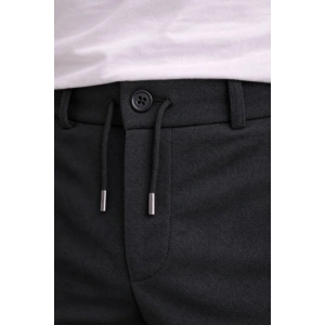 Erkek Diagonel Mikro dokulu Duble Paça Cepli Pantolon , Modern Kesim - Siyah