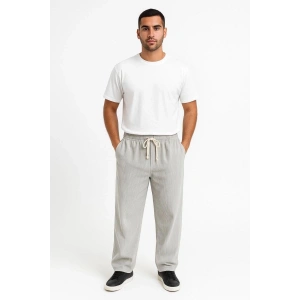 Erkek Fitilli Kadife Cepli Buggy Pantolon Oversize Rahat Kalıp - Gri