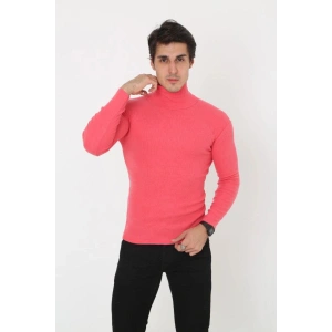 Erkek Fitilli Kaşkorse Kumaş Boğazlı Full Likralı Slimfit Body - Pembe