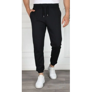 Erkek Jogger Eşofman Altı Cepli, Paça Lastikli , Spor Pantolon - Siyah
