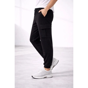 Erkek Jogger Eşofman Altı Kargo Cepli Lastikli Paça Spor Pantolon - Siyah
