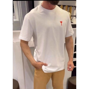 Erkek Kısa Kol Tişört Bisiklet Yaka KALP Baskılı Oversize T-Shirt - Beyaz