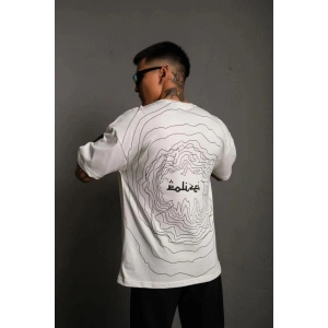 Erkek Kısa Kol Yazlık Tişört Bisiklet Yaka Baskılı Oversize T-Shirt - Beyaz