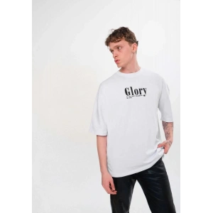 Erkek Kısa Kol Yazlık Tişört Bisiklet Yaka Baskılı Oversize T-Shirt - Siyah
